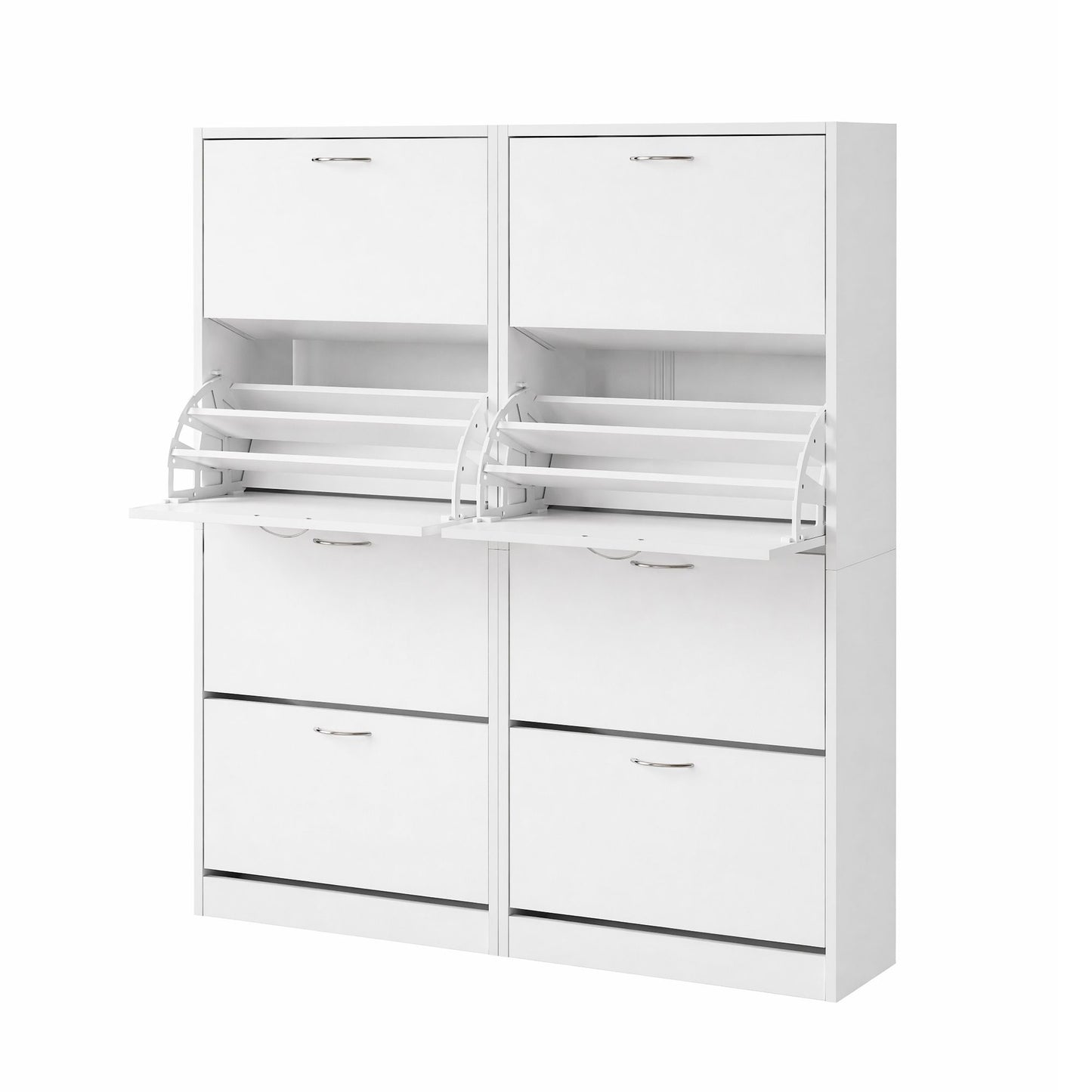 Tall Shoe Cabinet 2-Pack Flip Door White | HomeAndLiving - 2
