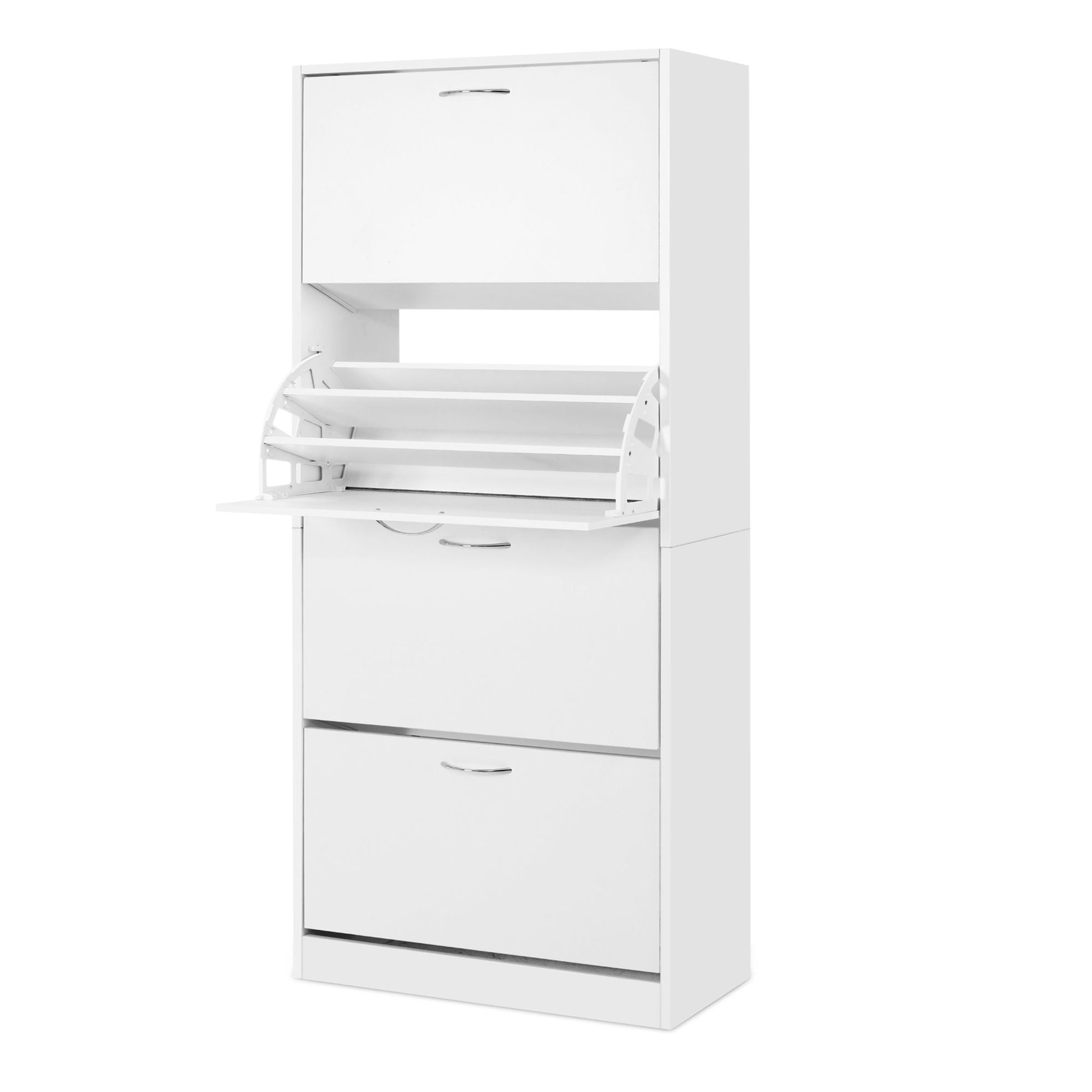 Tall Shoe Cabinet 2-Pack Flip Door White | HomeAndLiving - 5