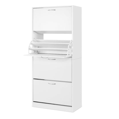 Tall Shoe Cabinet 2-Pack Flip Door White | HomeAndLiving - 5