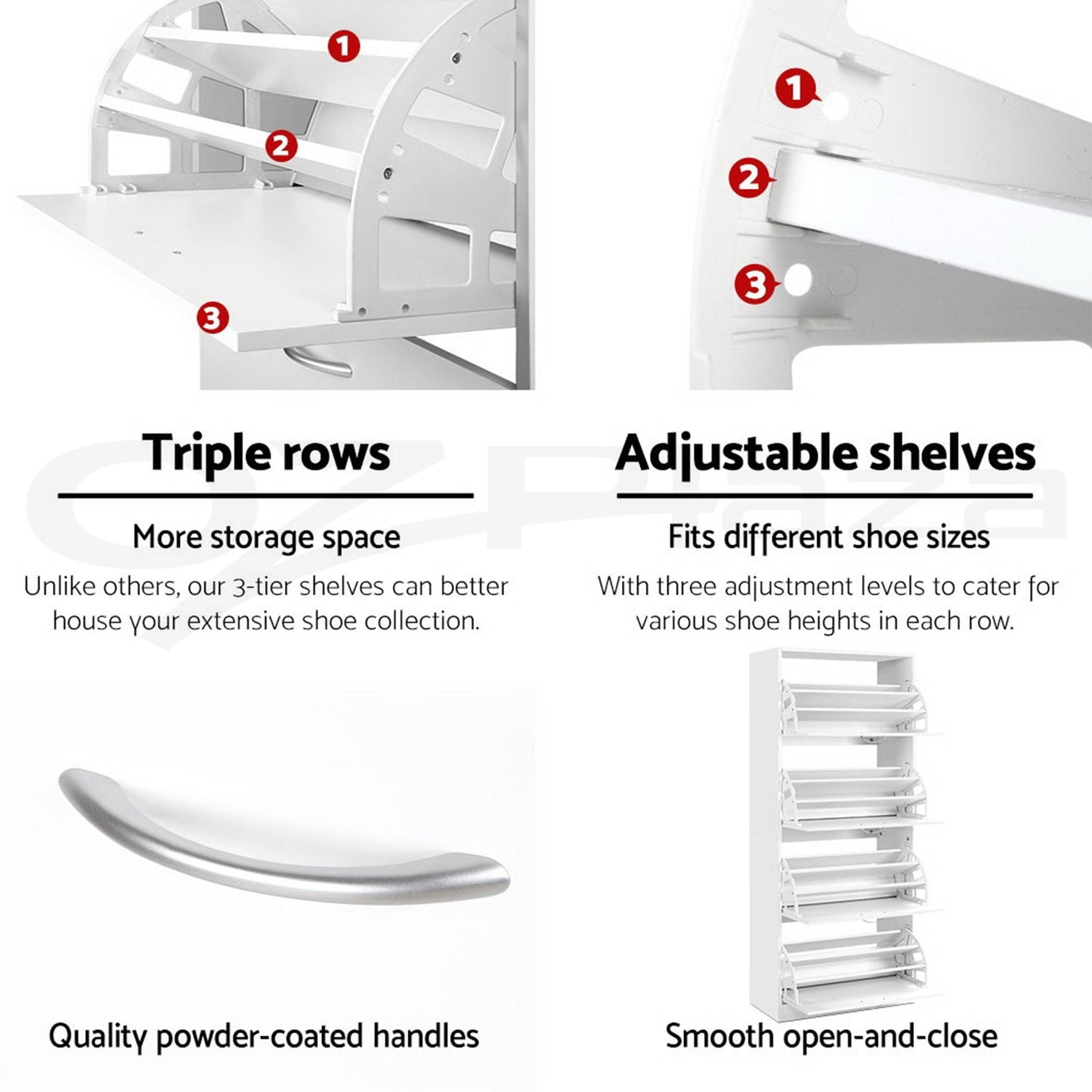 Tall Shoe Cabinet 2-Pack Flip Door White | HomeAndLiving - 9