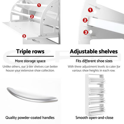 Tall Shoe Cabinet 2-Pack Flip Door White | HomeAndLiving - 9