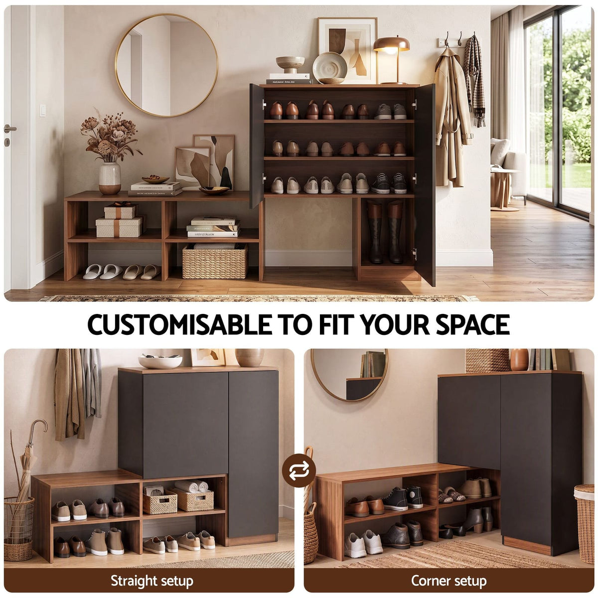 Shoe Cabinet Bench Walnut king