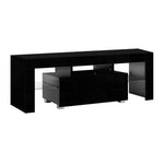 TV Cabinet Entertainment Unit Stand RGB LED Gloss Furniture 130cm Black