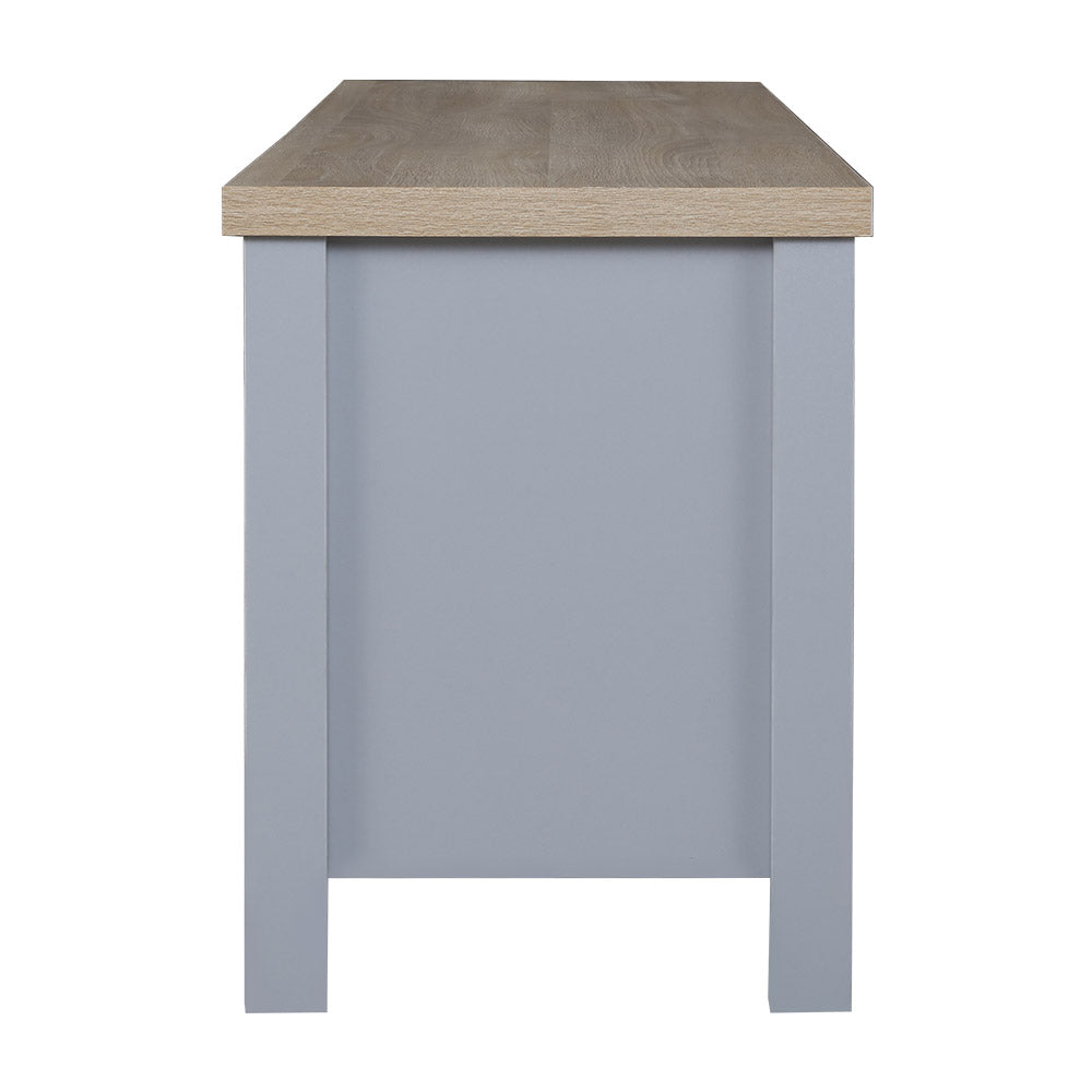 TV Cabinet Entertainment Unit Stand French Provincial Storage Shelf Wooden 130cm Grey