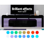 189cm RGB LED TV Stand Cabinet Entertainment Unit Gloss Furniture Drawers Tempered Glass Shelf Black