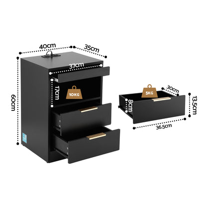 LED Bedside Table Charging Station 2 Drawers | HomeAndLiving