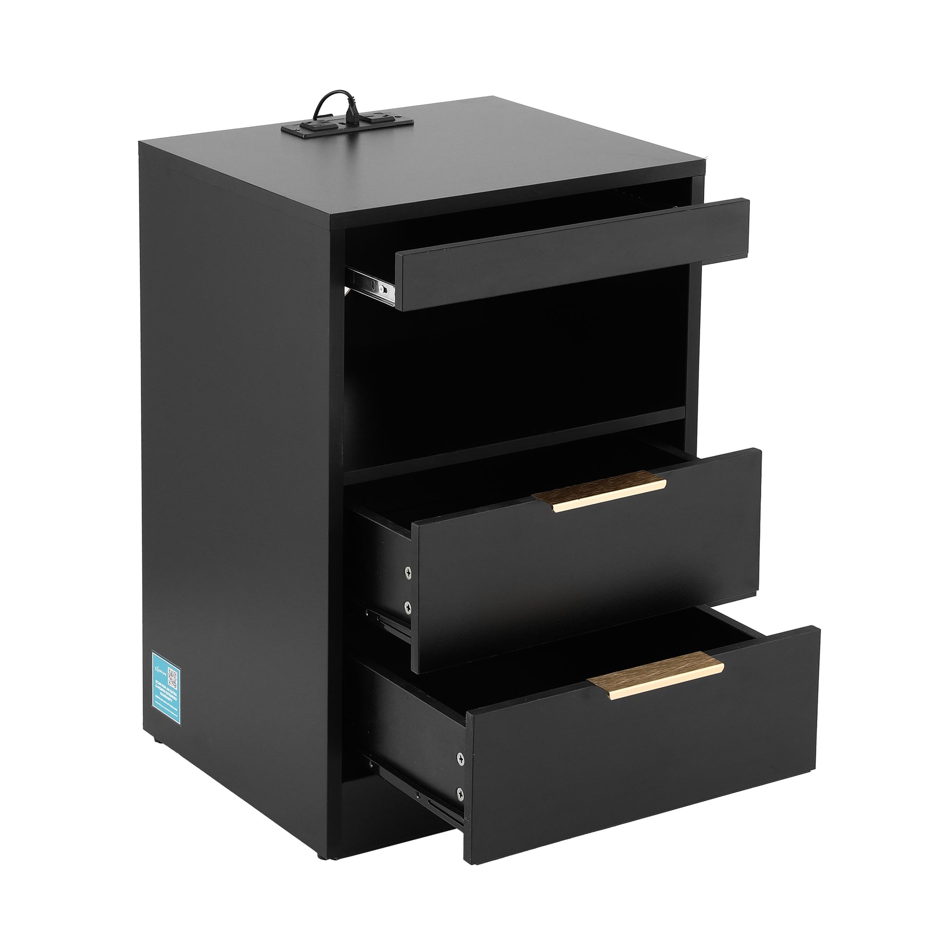 LED Bedside Table Charging Station 2 Drawers | HomeAndLiving