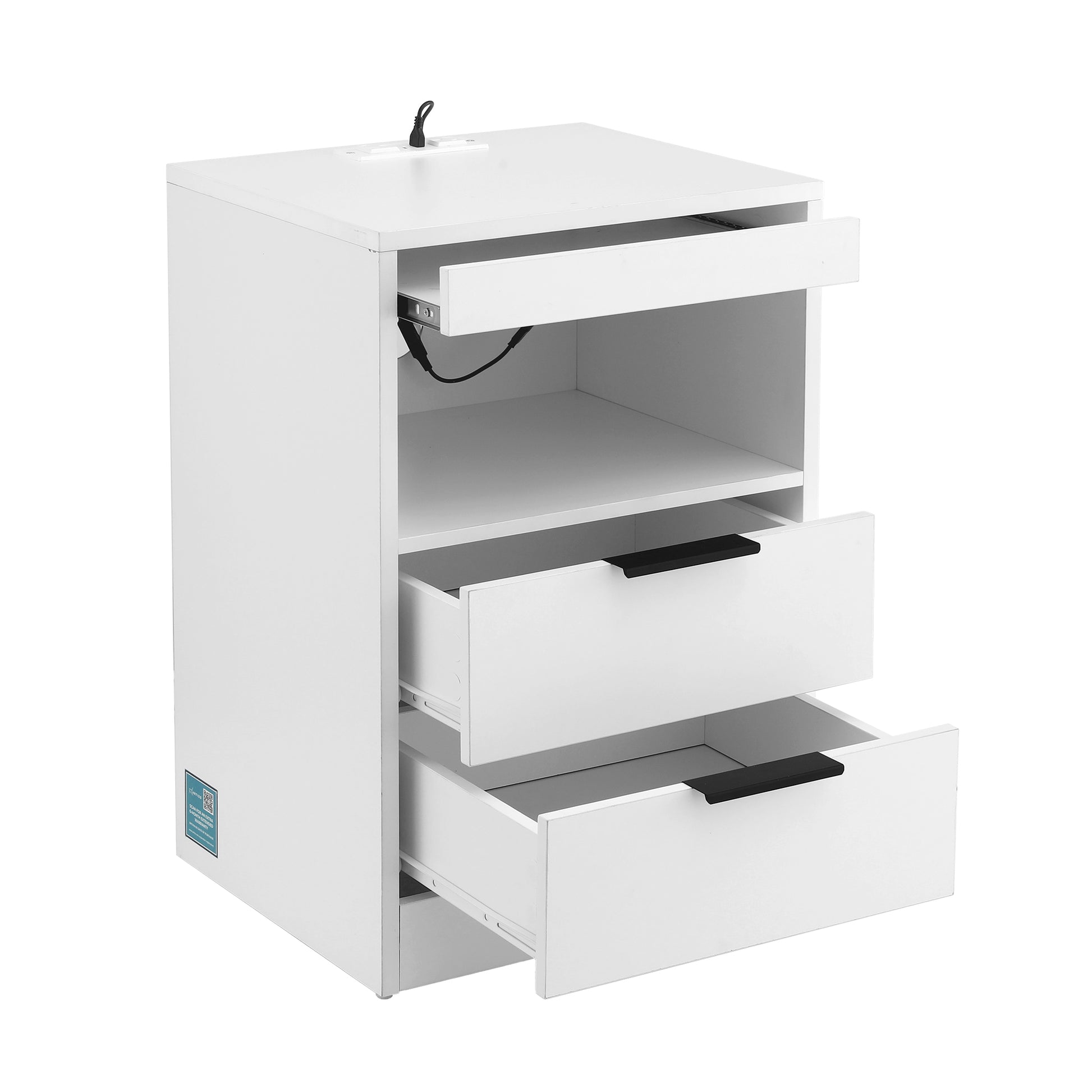 LED Bedside Table Charging Station 2 Drawers | HomeAndLiving