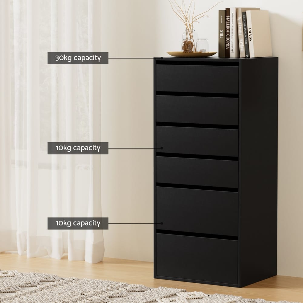 Tall Chest Of Drawers Black 50.5x40x113cm