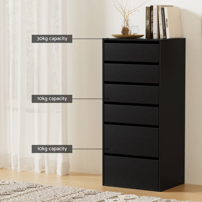 Tall Chest Of Drawers Black 50.5x40x113cm