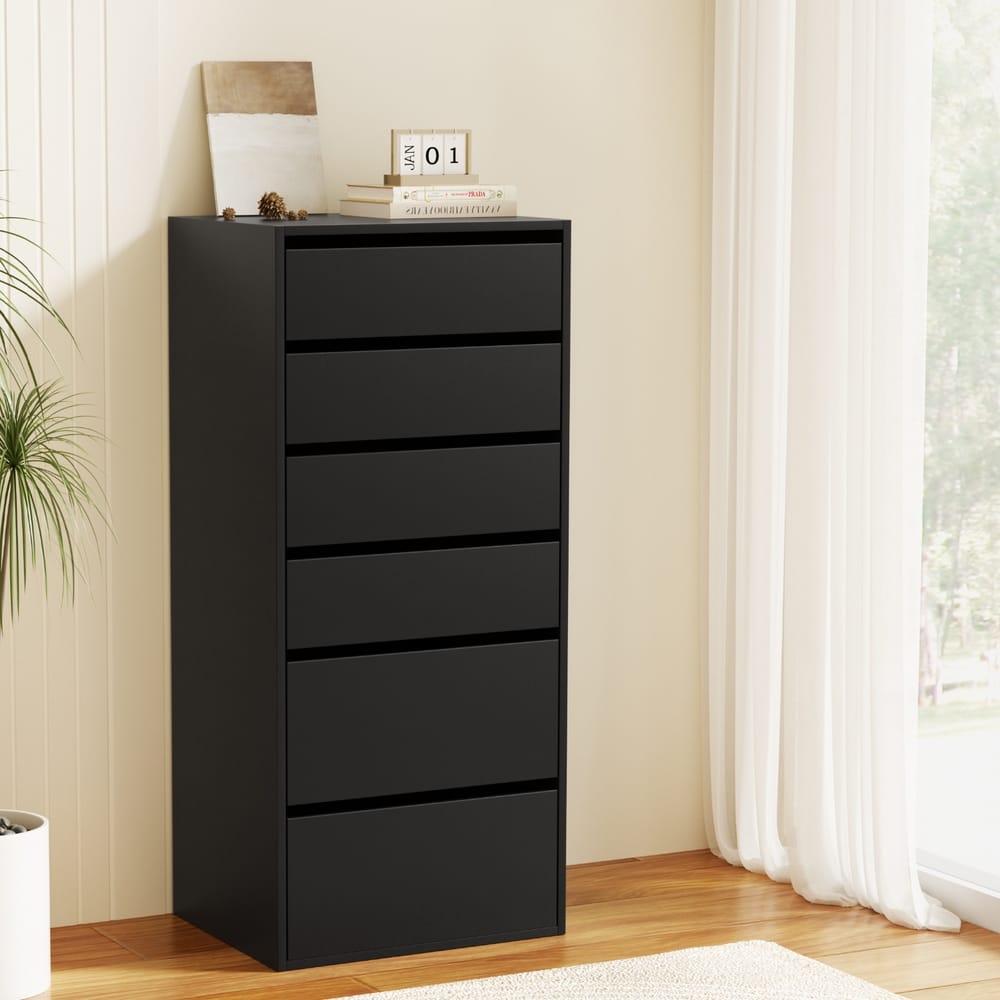 Tall Chest Of Drawers Black 50.5x40x113cm