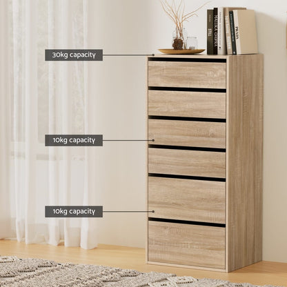 Tall Chest Of Drawers Storage 50.5x40x113cm