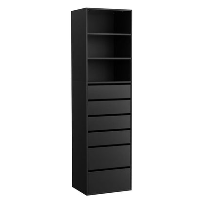 Tallboy Chest Of Drawers Black 50.5x40x185cm
