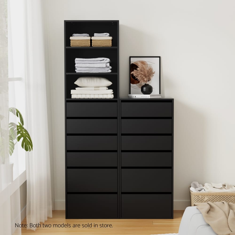 Tallboy Chest Of Drawers Black 50.5x40x185cm