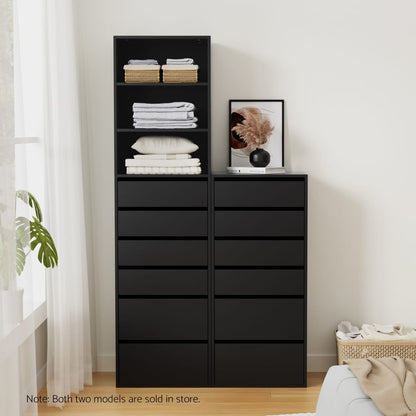 Tallboy Chest Of Drawers Black 50.5x40x185cm