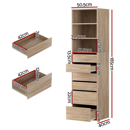 Tallboy Chest Of Drawers Pine 50.5x40x185cm