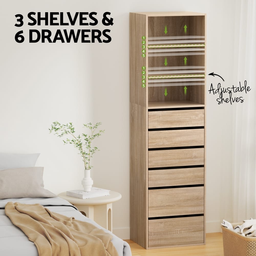 Tallboy Chest Of Drawers Pine 50.5x40x185cm