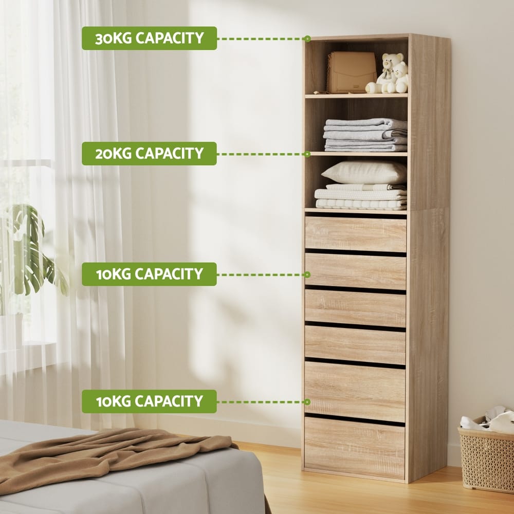 Tallboy Chest Of Drawers Pine 50.5x40x185cm
