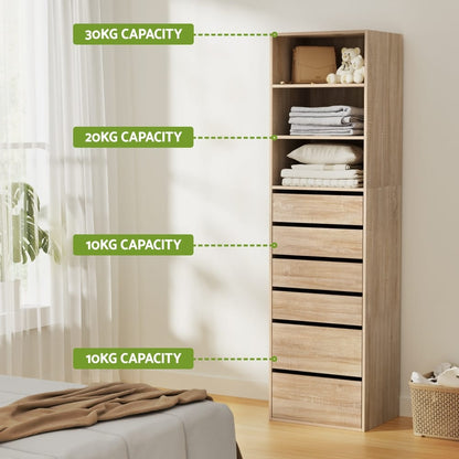Tallboy Chest Of Drawers Pine 50.5x40x185cm