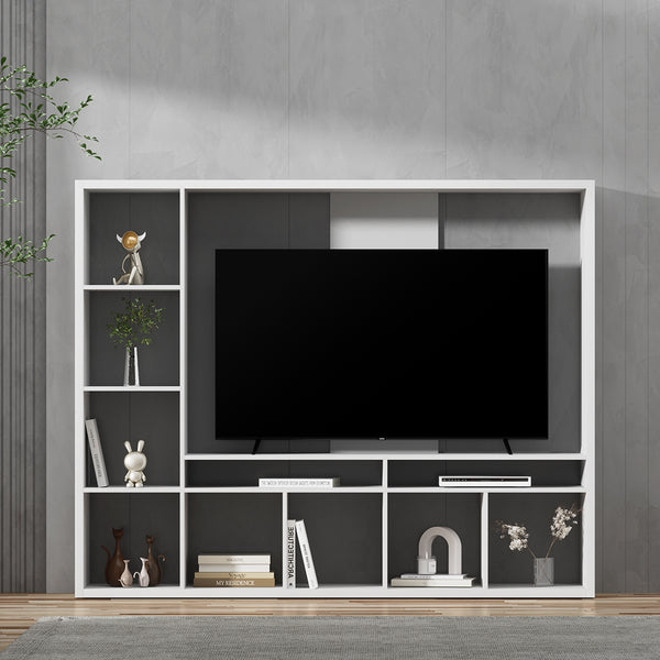  Entertainment Center Unit Tv Stand Cabinet Open Shelves 183Cm White