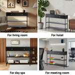 Black 3-Tier Console Table Modern Storage Shelf Living Room Entryway