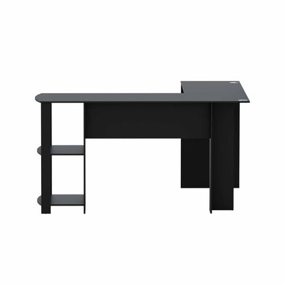 Computer Desk Shelf L-Shape Black 136Cm