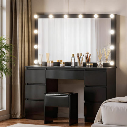 Dressing Table Vanity Set Black 118x39x143cm