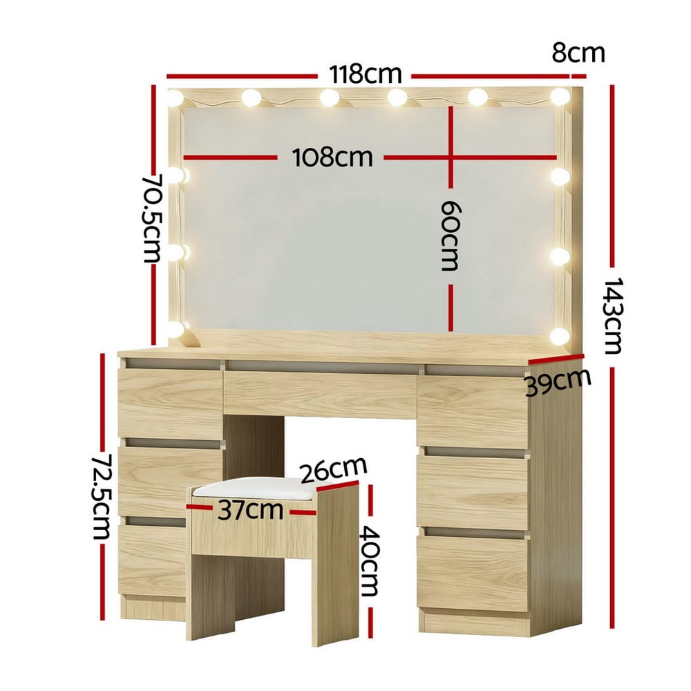 Dressing Table Vanity Set Stool 118x39x143cm