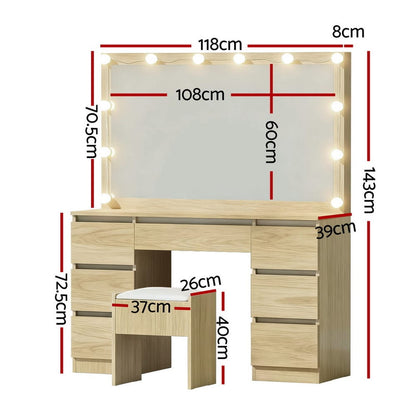 Dressing Table Vanity Set Stool 118x39x143cm
