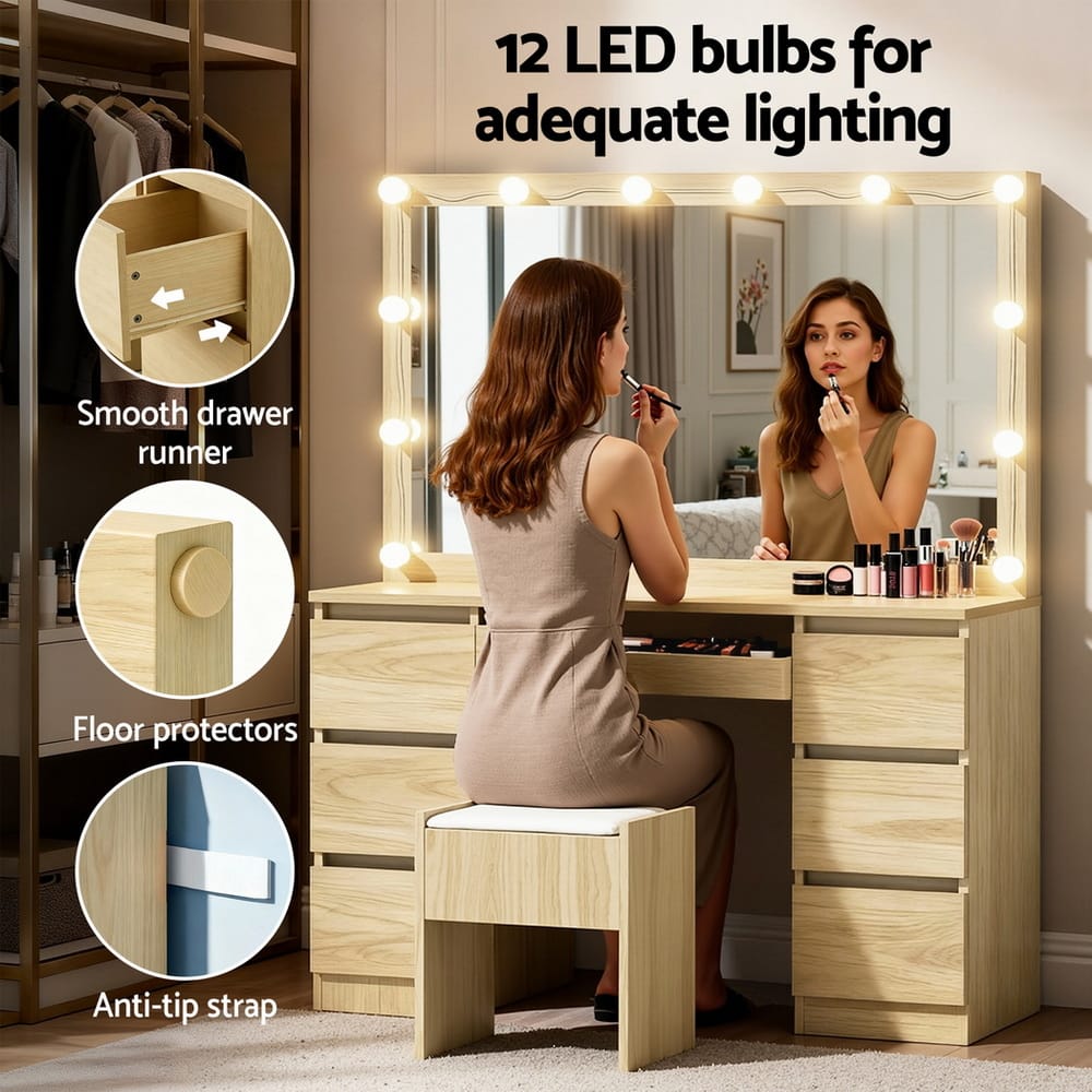 Dressing Table Vanity Set Stool 118x39x143cm