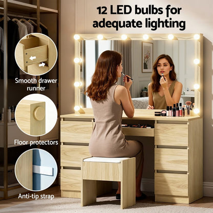 Dressing Table Vanity Set Stool 118x39x143cm