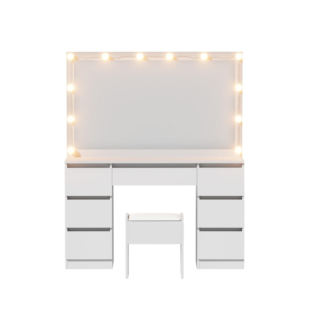 Dressing Table Vanity Desk Set Stool 12 Led Bulbs White