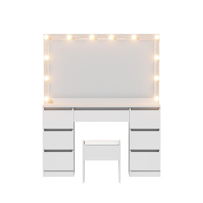 Dressing Table Vanity Desk Set Stool 12 Led Bulbs White