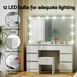 Dressing Table Vanity Desk Set Stool 12 Led Bulbs White