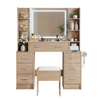 Dressing Table Vanity Set Wood 110x40x140cm