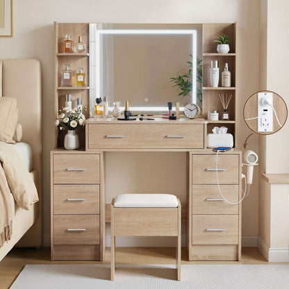 Dressing Table Vanity Set Wood 110x40x140cm