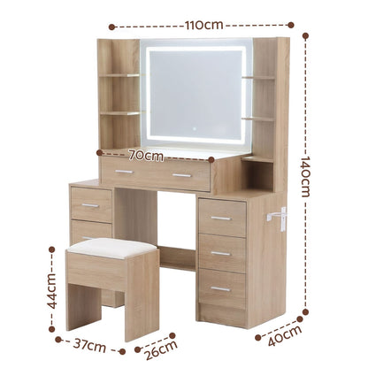 Dressing Table Vanity Set Wood 110x40x140cm