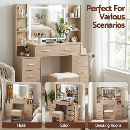 Dressing Table Vanity Set Wood 110x40x140cm