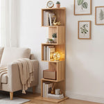 5 Tier S-Shaped Bookcase Oak Bookshelf | HomeAndLiving
