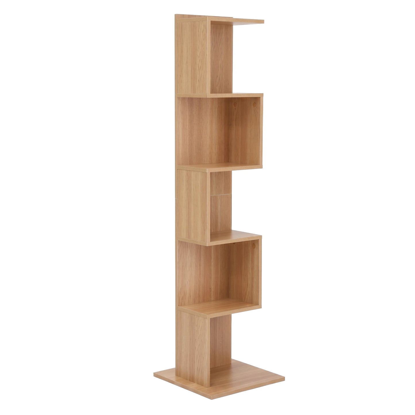 5 Tier S-Shaped Bookcase Oak Bookshelf | HomeAndLiving - 5