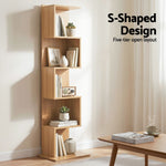 5 Tier S-Shaped Bookcase Oak Bookshelf | HomeAndLiving