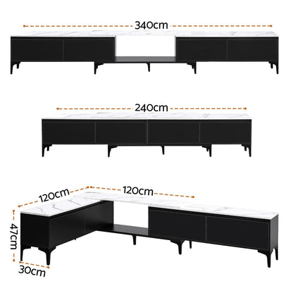 Extendable Tv Cabinet Black 340x30x47cm