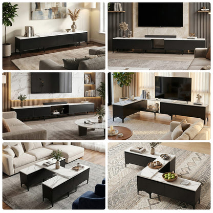 Extendable Tv Cabinet Black 340x30x47cm