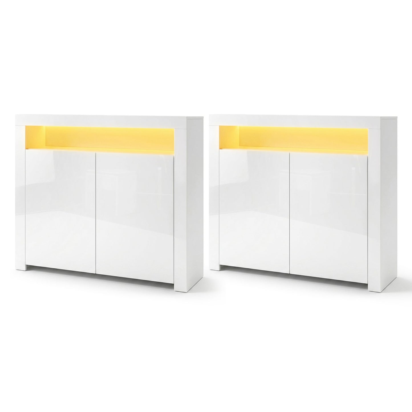 LED Buffet Sideboard Cabinet High-Gloss Set 2 | HomeAndLiving