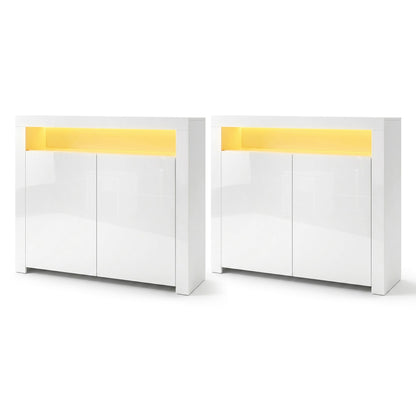 LED Buffet Sideboard Cabinet High-Gloss Set 2 | HomeAndLiving
