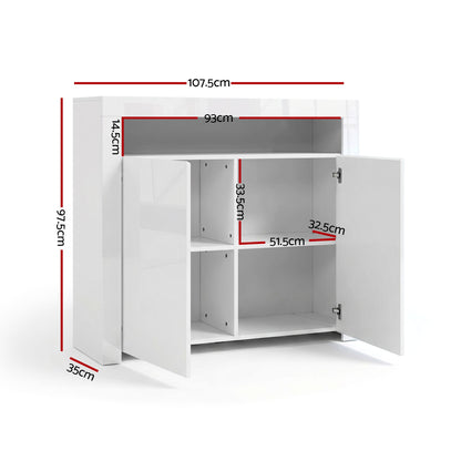 LED Buffet Sideboard Cabinet High-Gloss Set 2 | HomeAndLiving