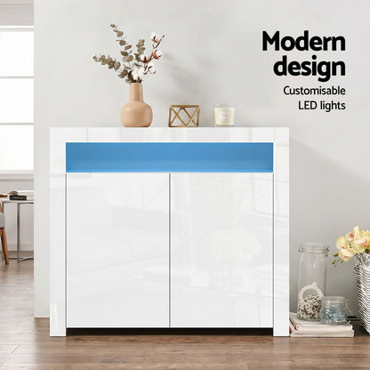 LED Buffet Sideboard Cabinet High-Gloss Set 2 | HomeAndLiving
