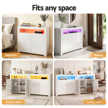 LED Buffet Sideboard Cabinet High-Gloss Set 2 | HomeAndLiving