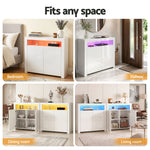 LED Buffet Sideboard Cabinet High-Gloss Set 2 | HomeAndLivin