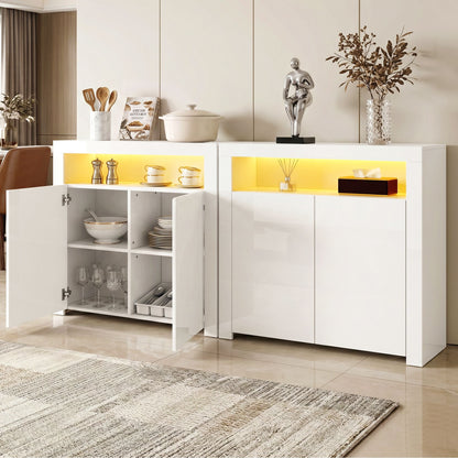 LED Buffet Sideboard Cabinet High-Gloss Set 2 | HomeAndLiving